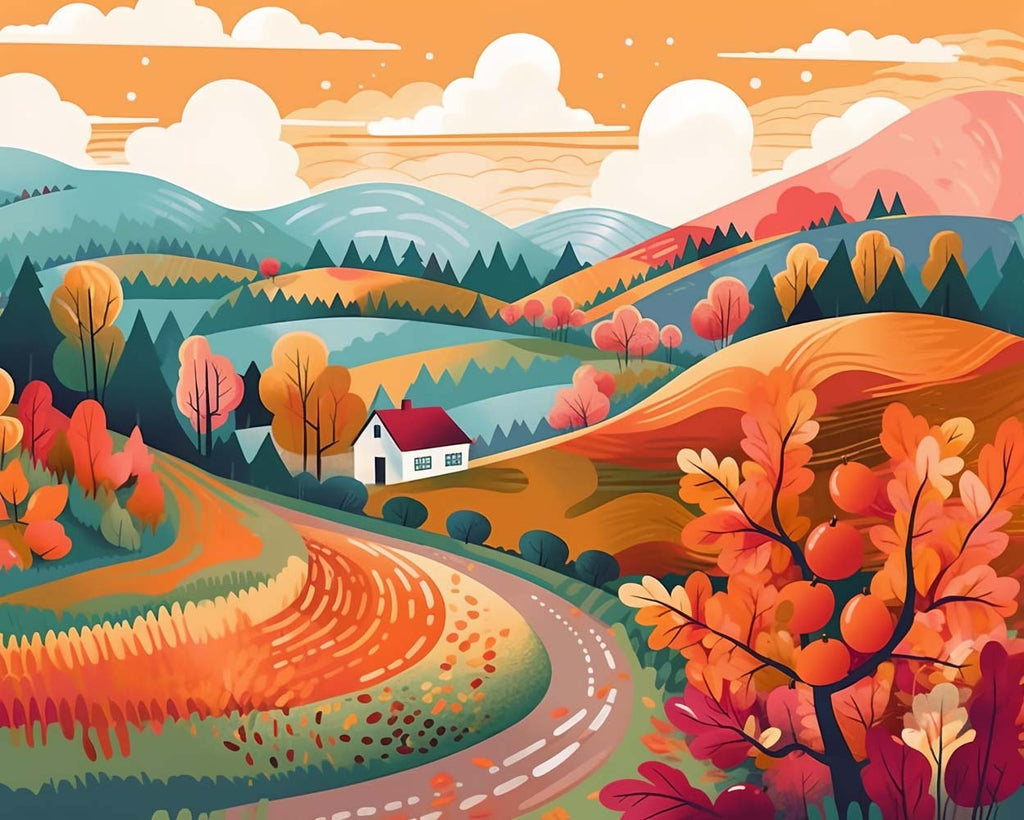 Autumn in the Countryside Paint by Numbers