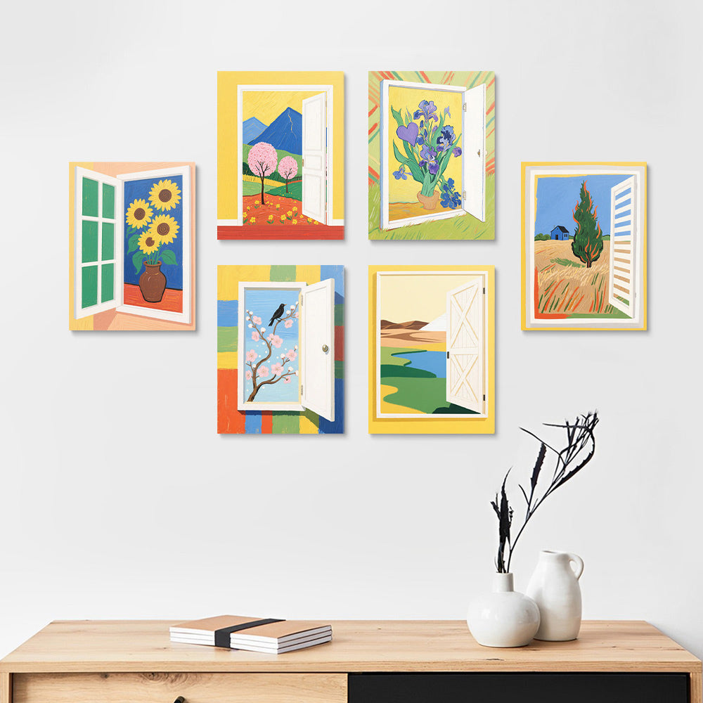 Autumn Scenery outside the Window 6 Pieces Mini Paint by Numbers