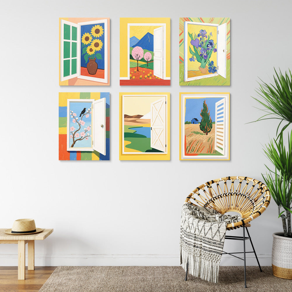 Autumn Scenery outside the Window 6 Pieces Mini Paint by Numbers