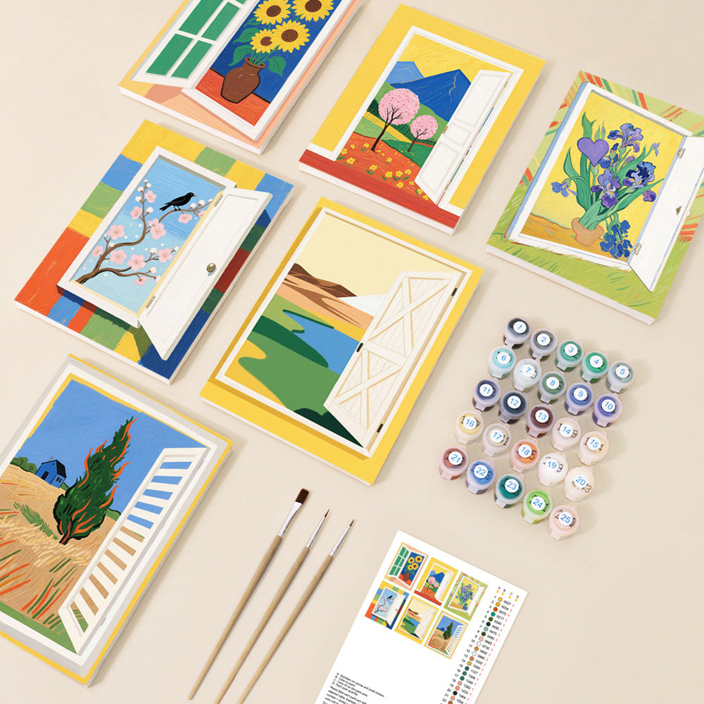 Autumn Scenery outside the Window 6 Pieces Mini Paint by Numbers