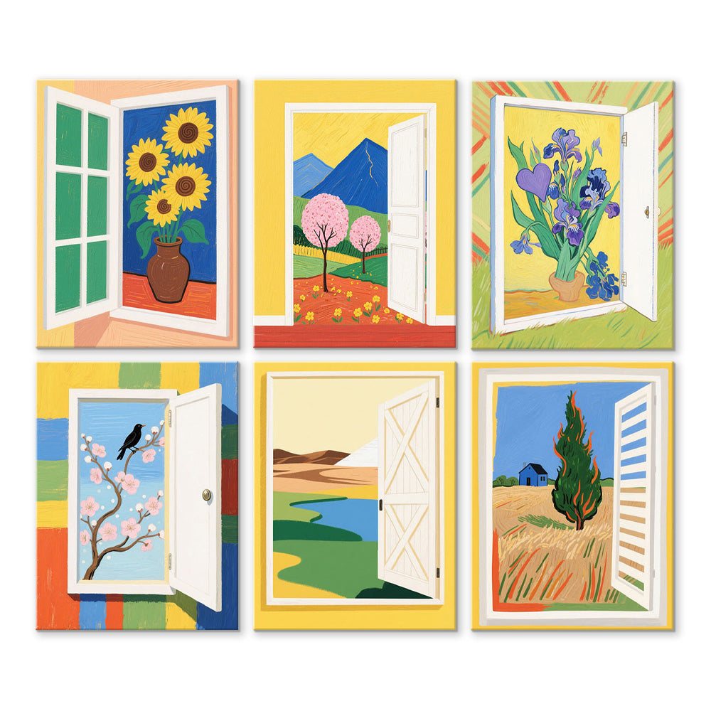 Autumn Scenery outside the Window 6 Pieces Mini Paint by Numbers