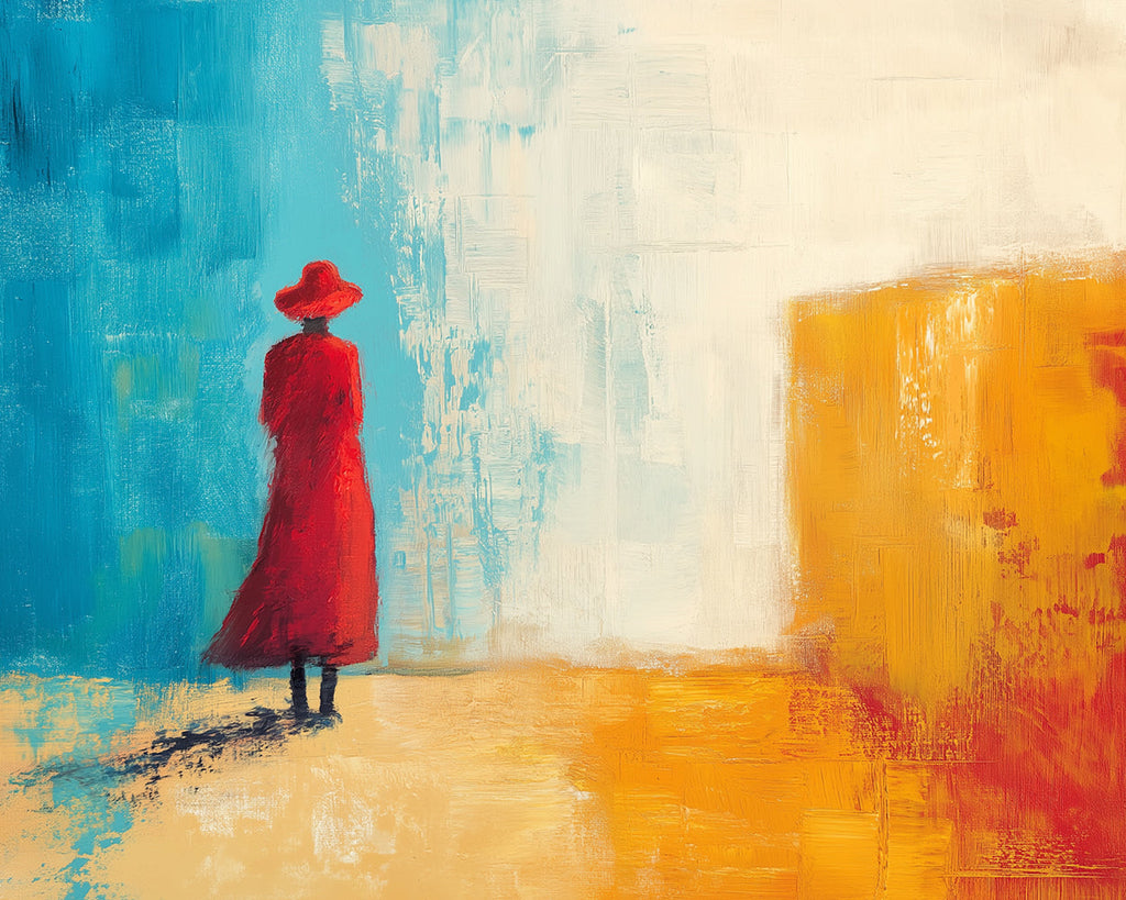 Back View of Woman in Red Paint by Numbers