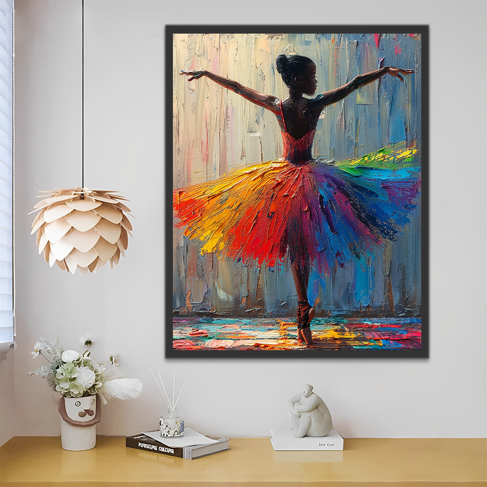 Ballet Dancer in Colorful Skirt Paint by Numbers