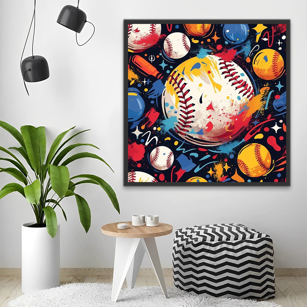 Baseballs and Graffiti Paint by Numbers