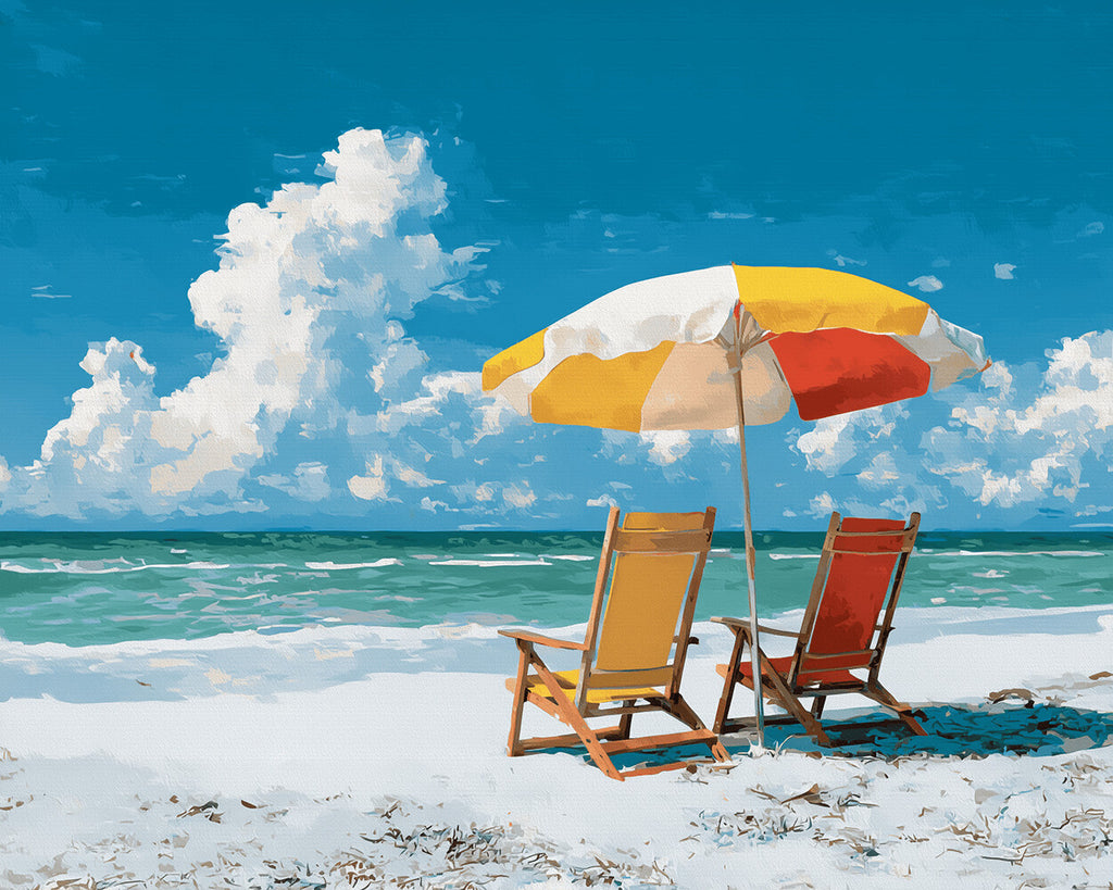 Beach Chairs by the Sea Paint by Numbers