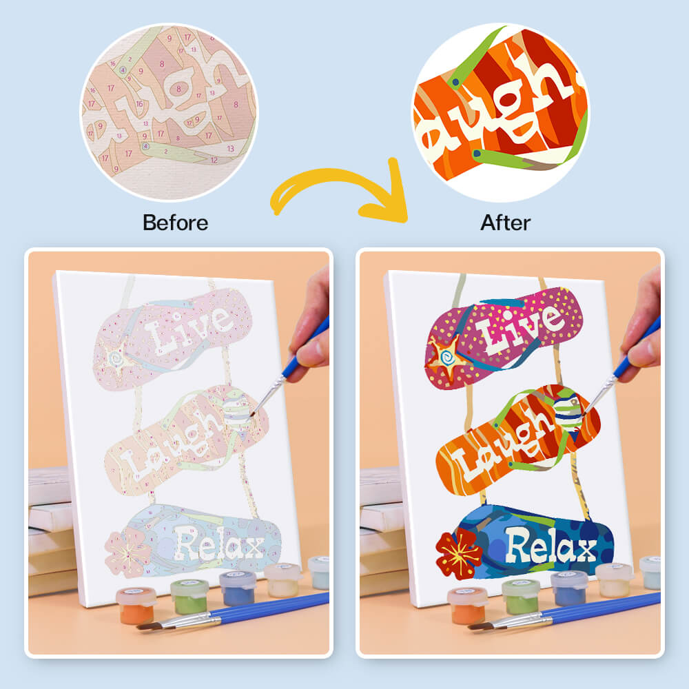 Beach Flip-Flops 6 Pieces Mini Paint by Numbers