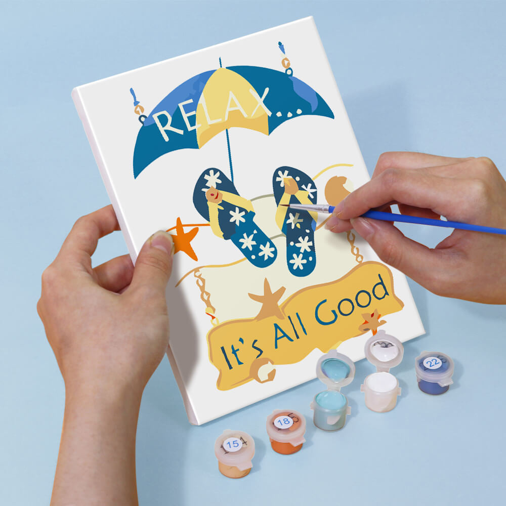 Beach Flip-Flops 6 Pieces Mini Paint by Numbers