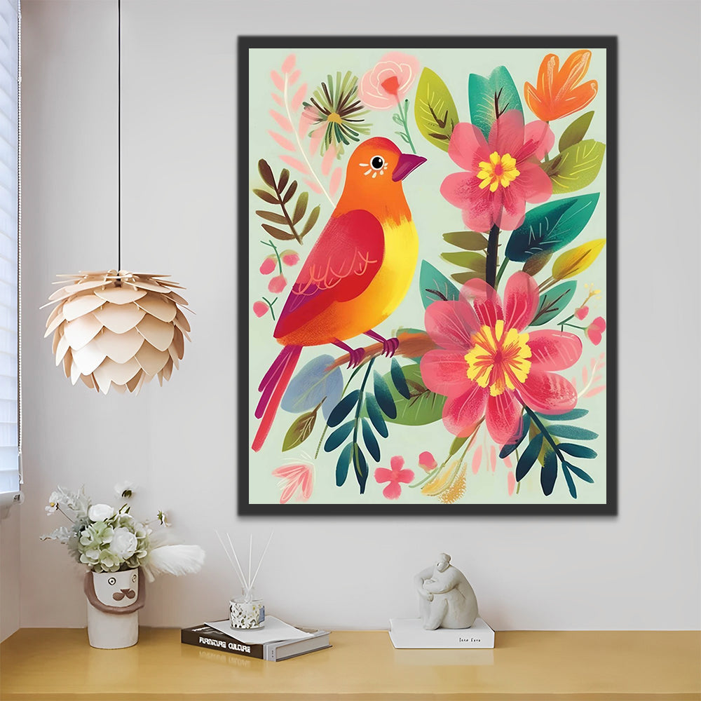 Beautiful Bird and Flowers Paint by Numbers for Kids