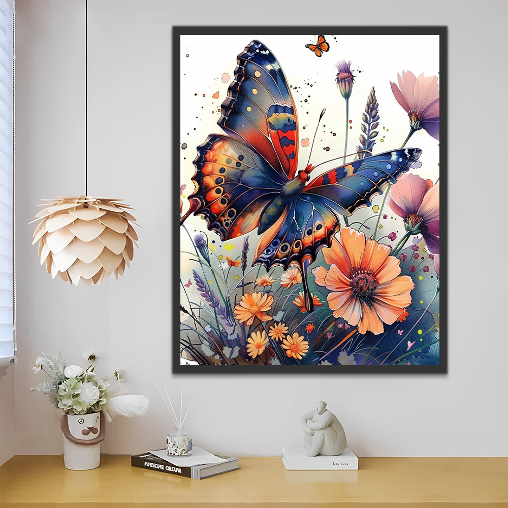 Beautiful Butterfly in Flowers Paint by Numbers