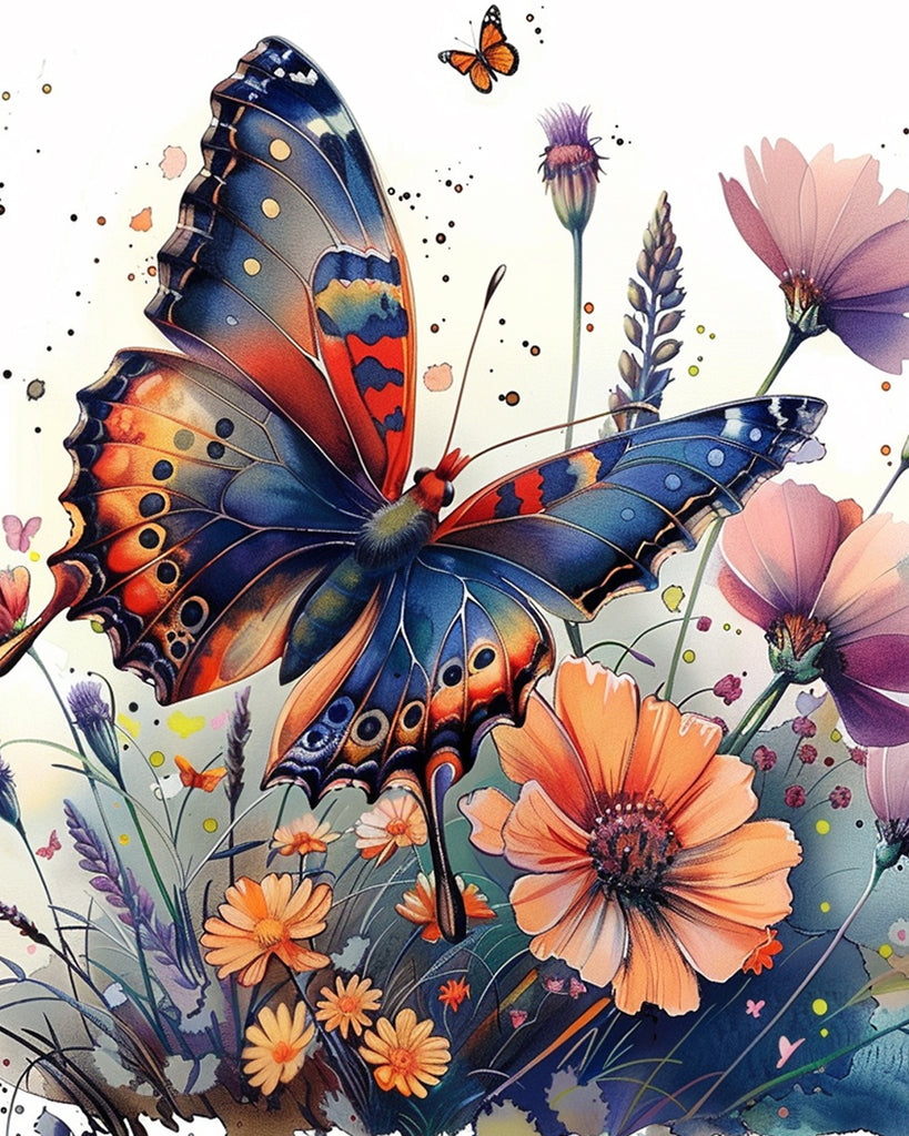 Beautiful Butterfly in Flowers Paint by Numbers