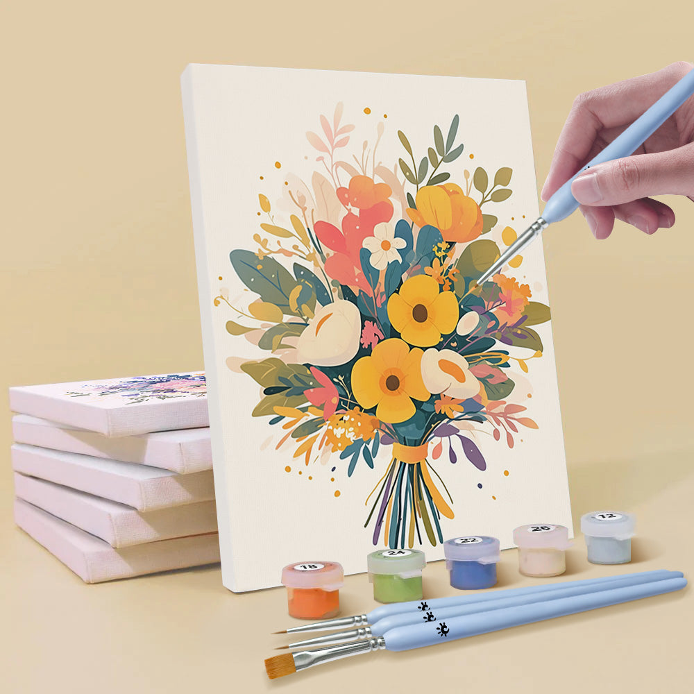 Beautiful Flower Bouquets 6 Pieces Mini Paint by Numbers