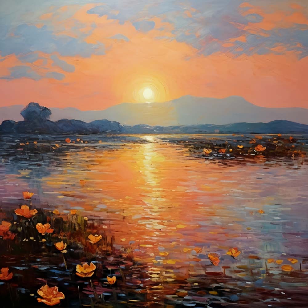 Beautiful Lake at Sunset Paint by Numbers