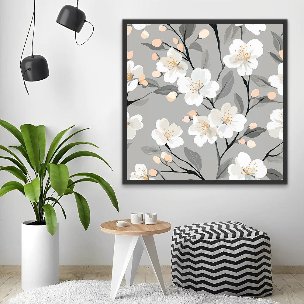 Beautiful White Flowers Paint by Numbers