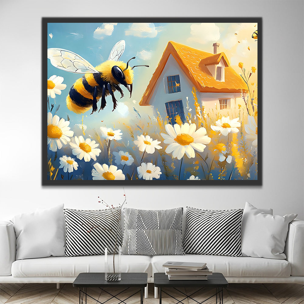 Bee in Daisy Bush Paint by Numbers