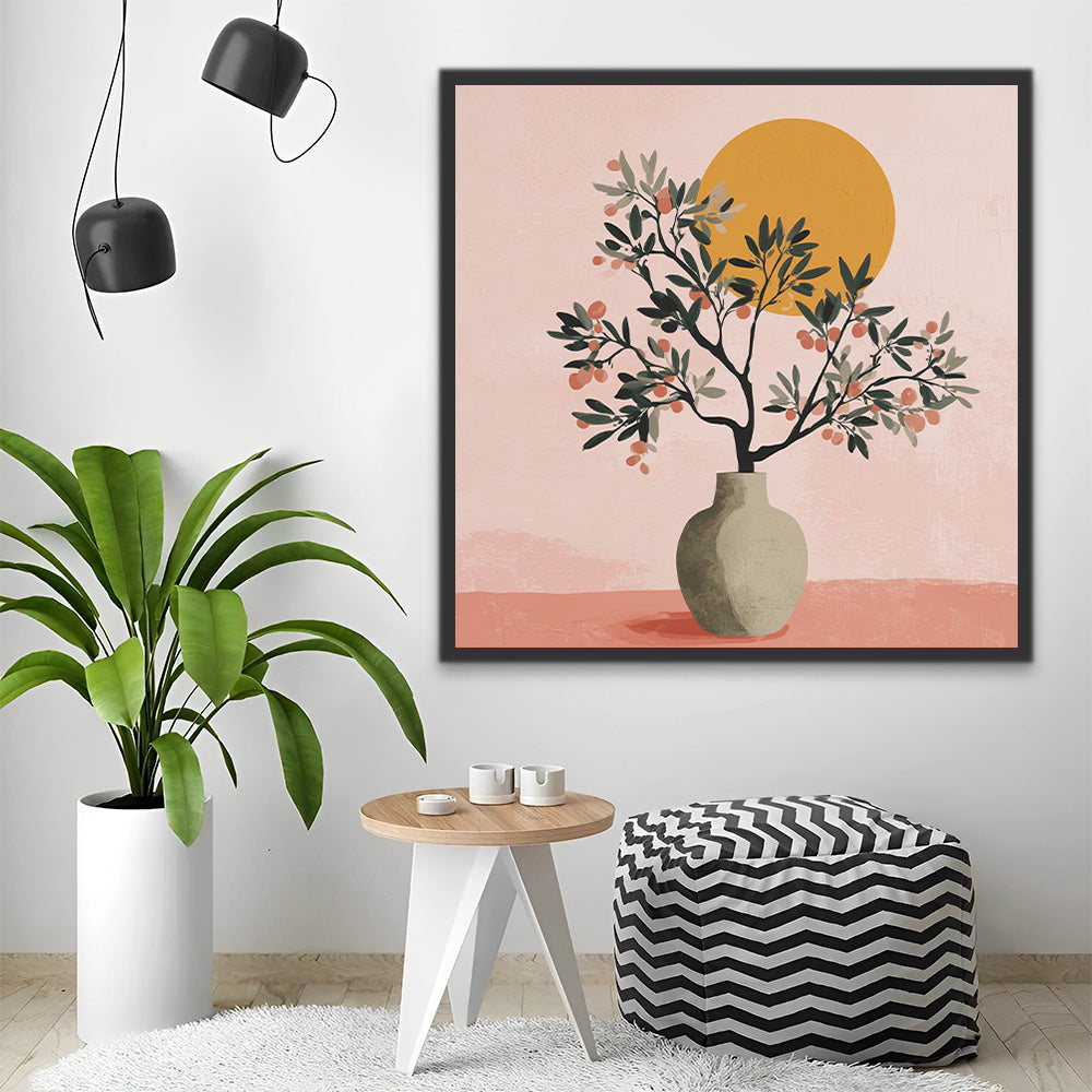 Berry Tree Branches in Vase Paint by Numbers