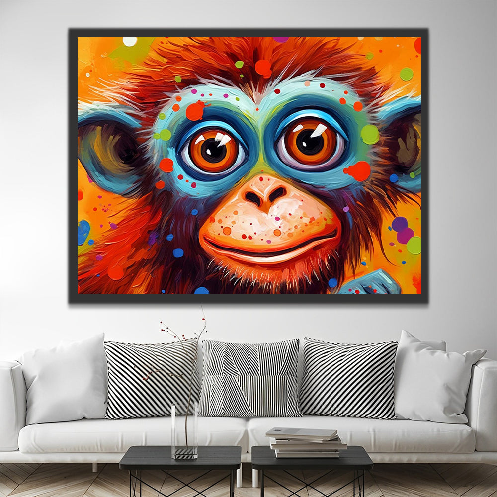 Big-Eyed Monkey Paint by Numbers