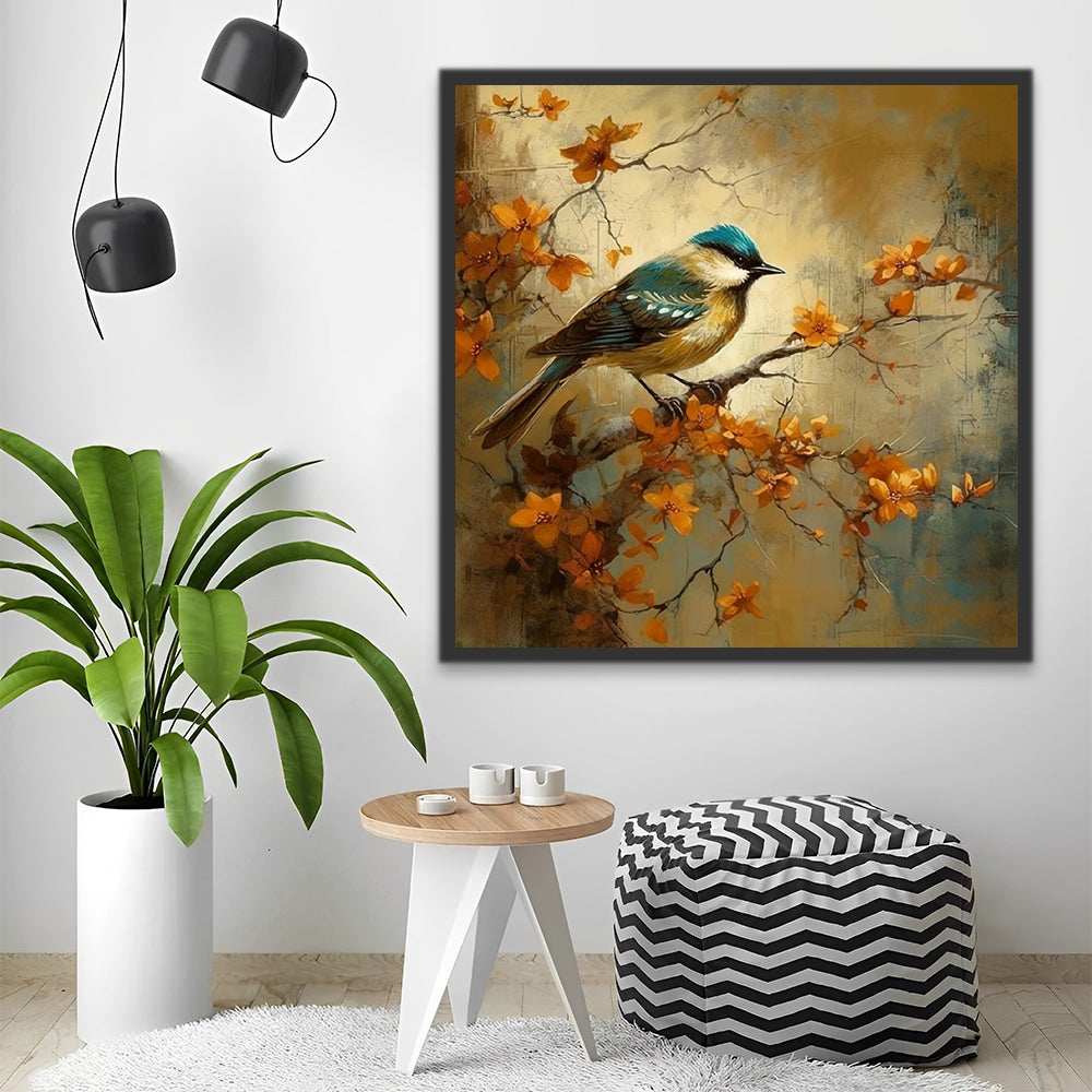 Bird on Flower Branch Paint by Numbers