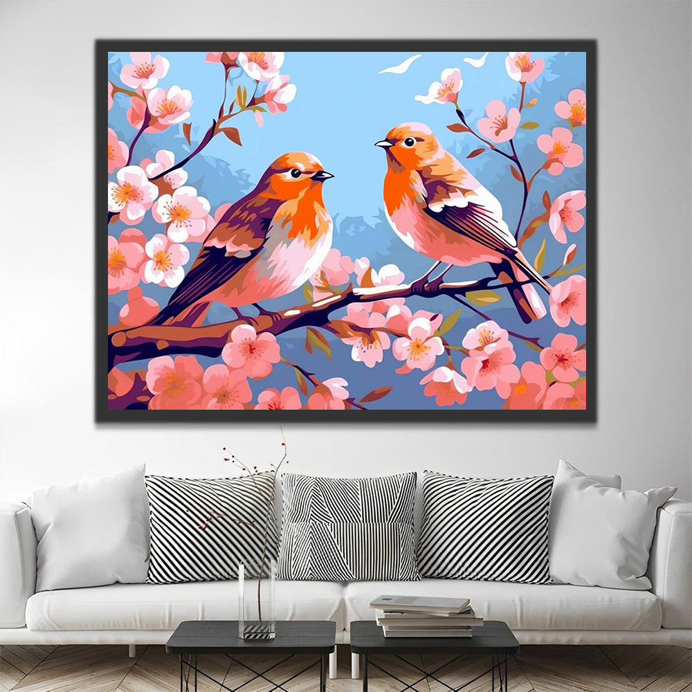 Birds on Flower Tree Paint by Numbers