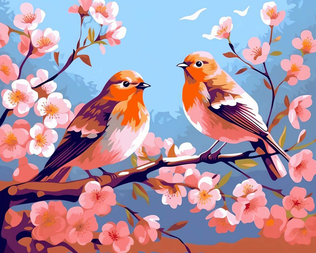 Birds on Flower Tree Paint by Numbers