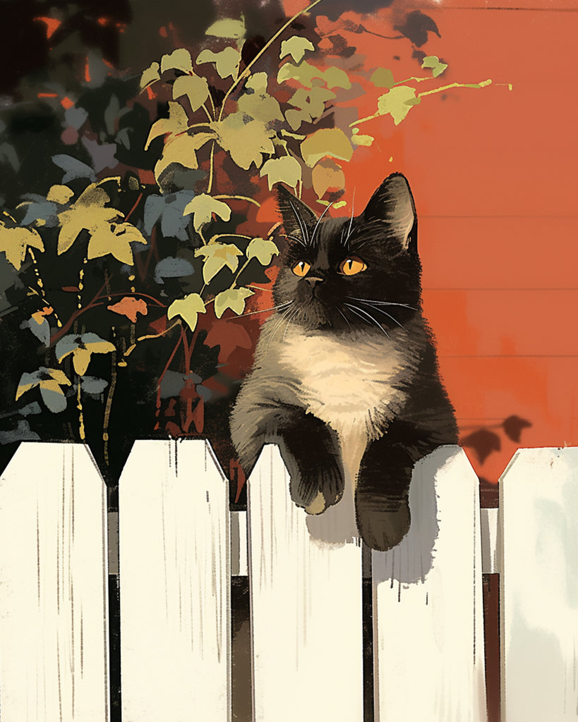 Black Cat Lying on the Fence Paint by Numbers