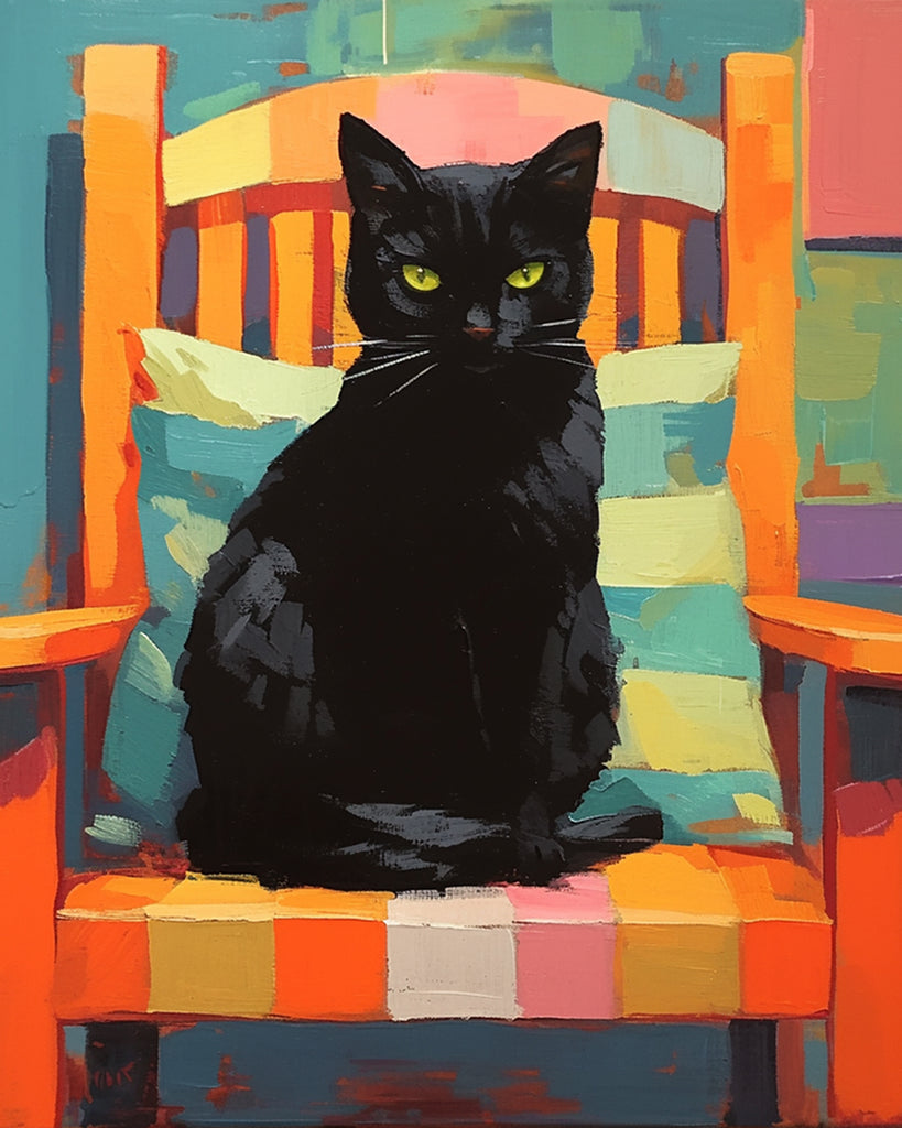 Black Cat on Chair Paint by Numbers