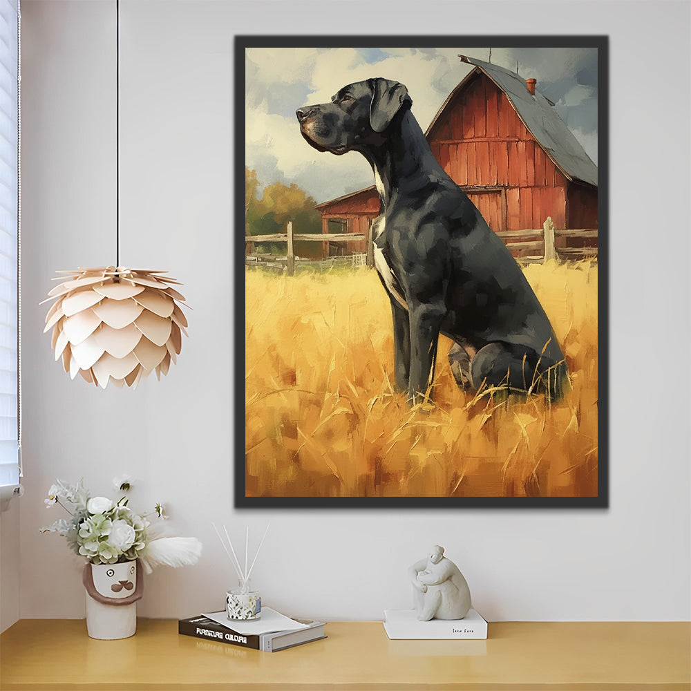 Black Dog on the Farm Paint by Numbers