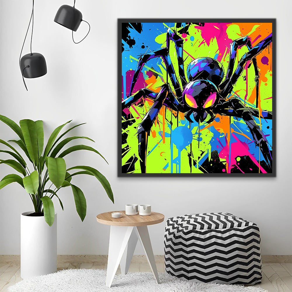 Black Spider Pop Art Paint by Numbers