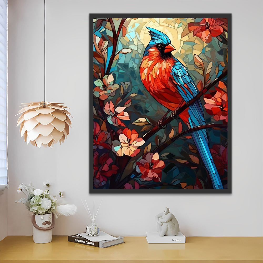 Blue and Red Bird Paint by Numbers