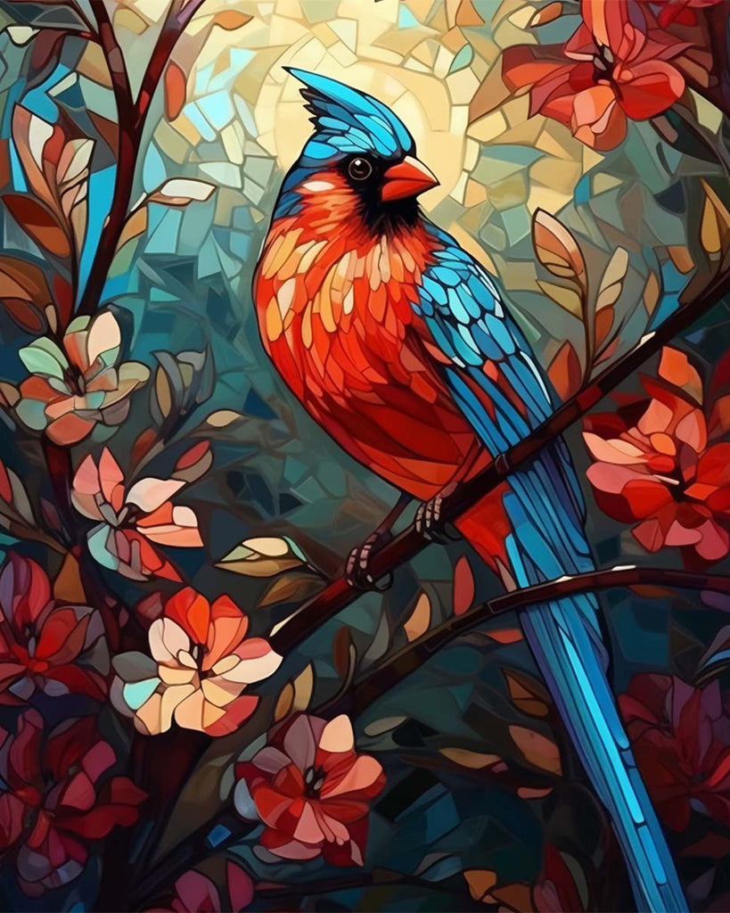 Blue and Red Bird Paint by Numbers