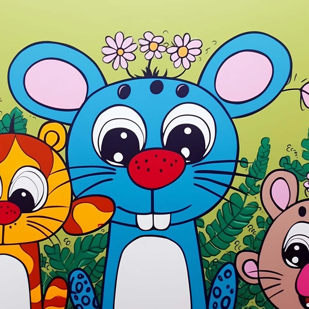 Blue Cartoon Mouse Paint by Numbers for Kids