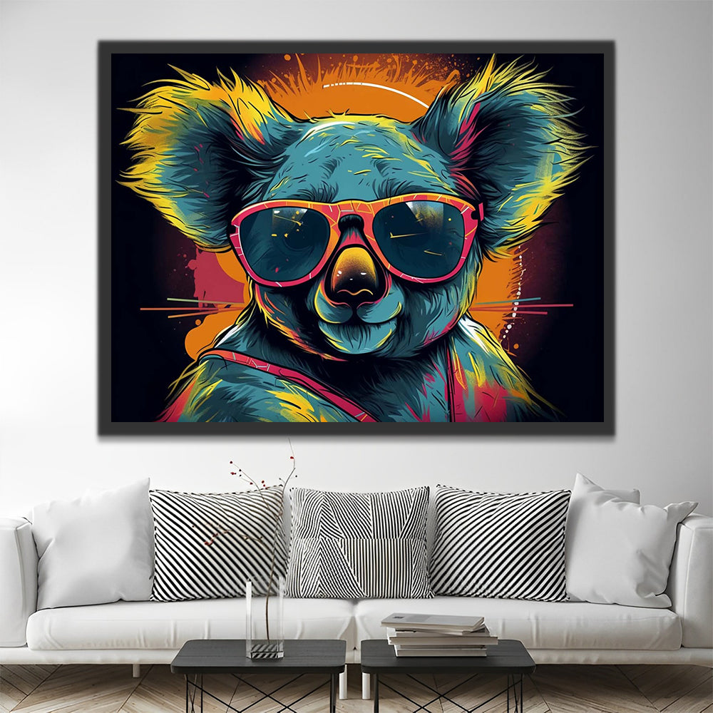 Blue Koala with Sunglasses Paint by Numbers