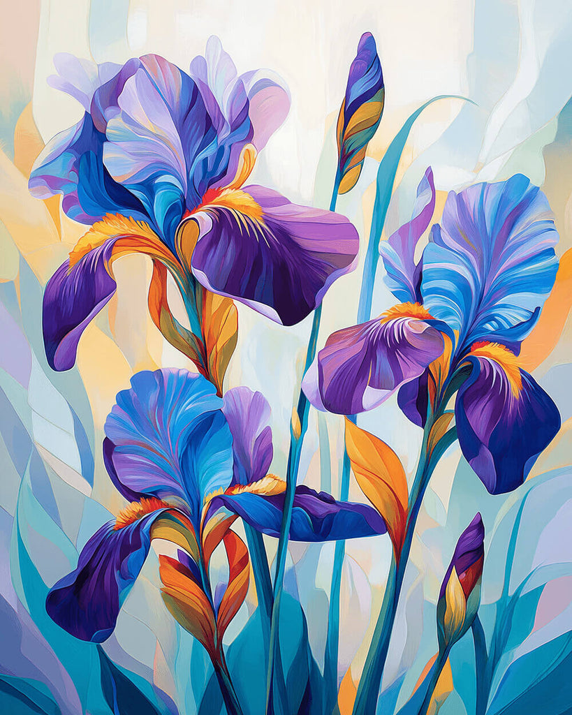 Blue-Purple Irises Paint by Numbers