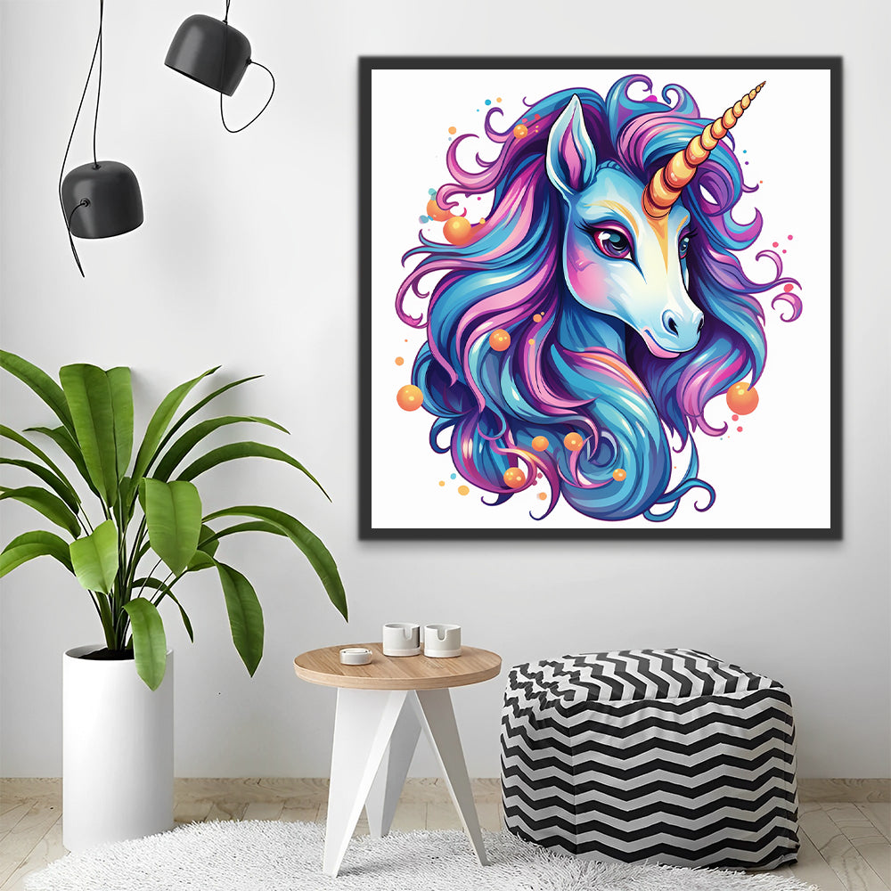 Blue Purple Unicorn Paint by Numbers