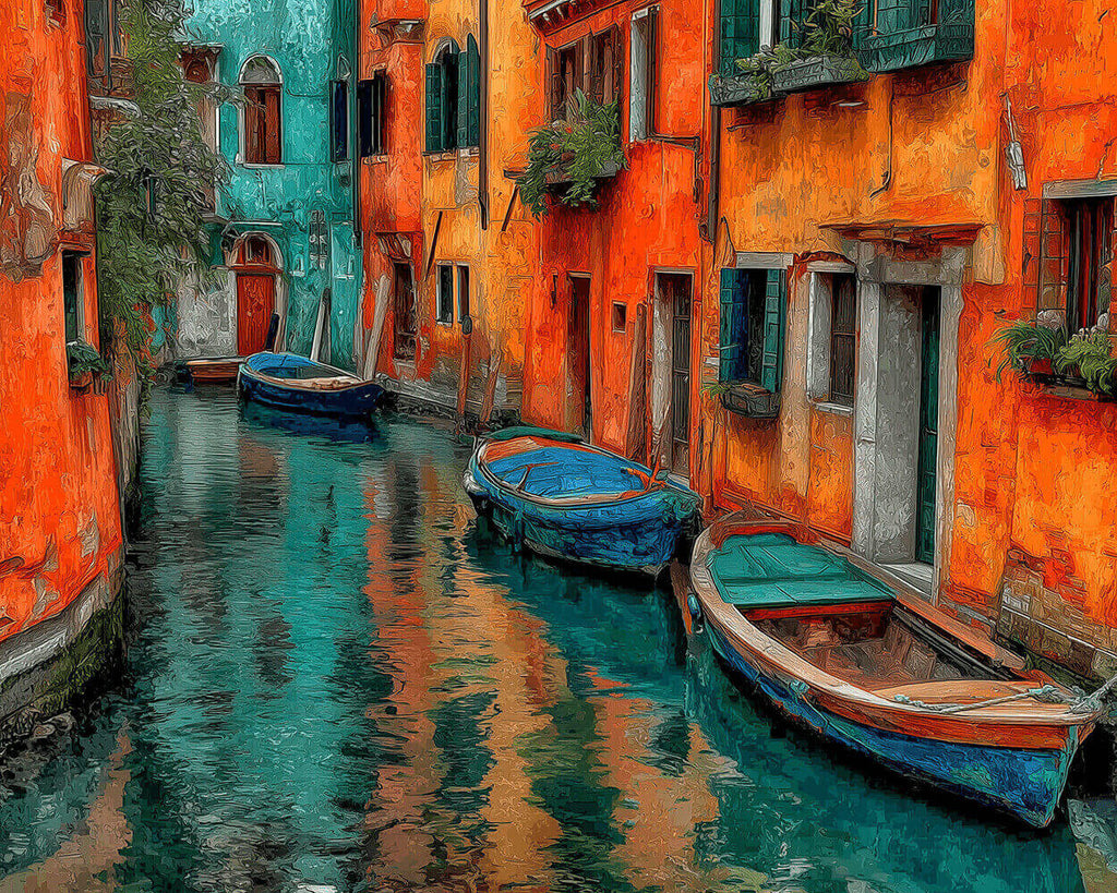 Blue Ships in Venice Paint by Numbers