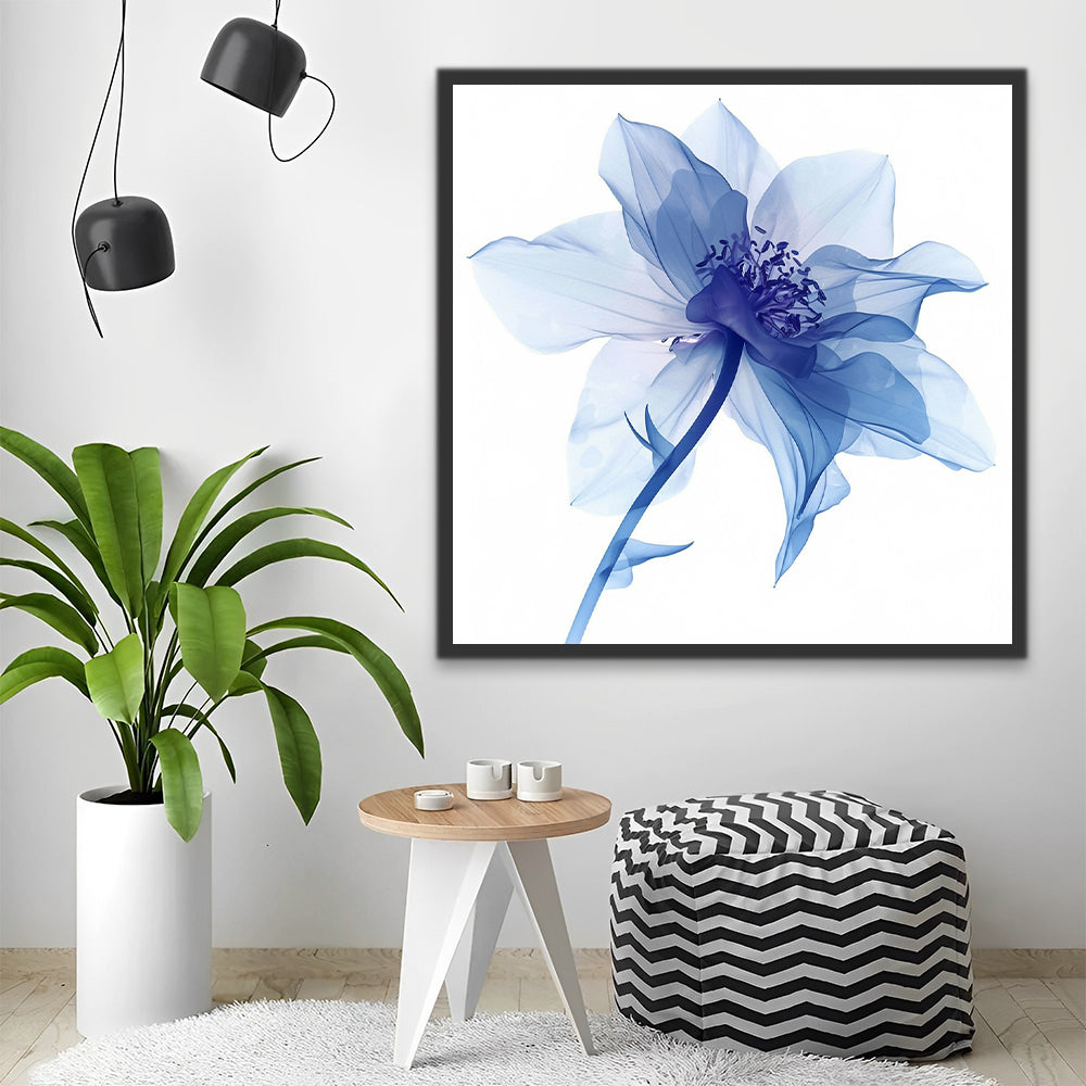 Blue Transparent Flower Paint by Numbers