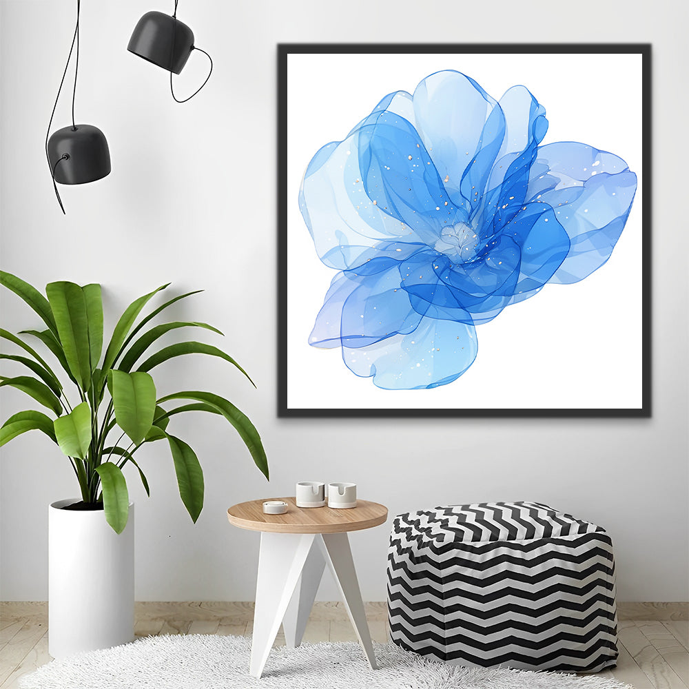 Blue Transparent Flower Paint by Numbers