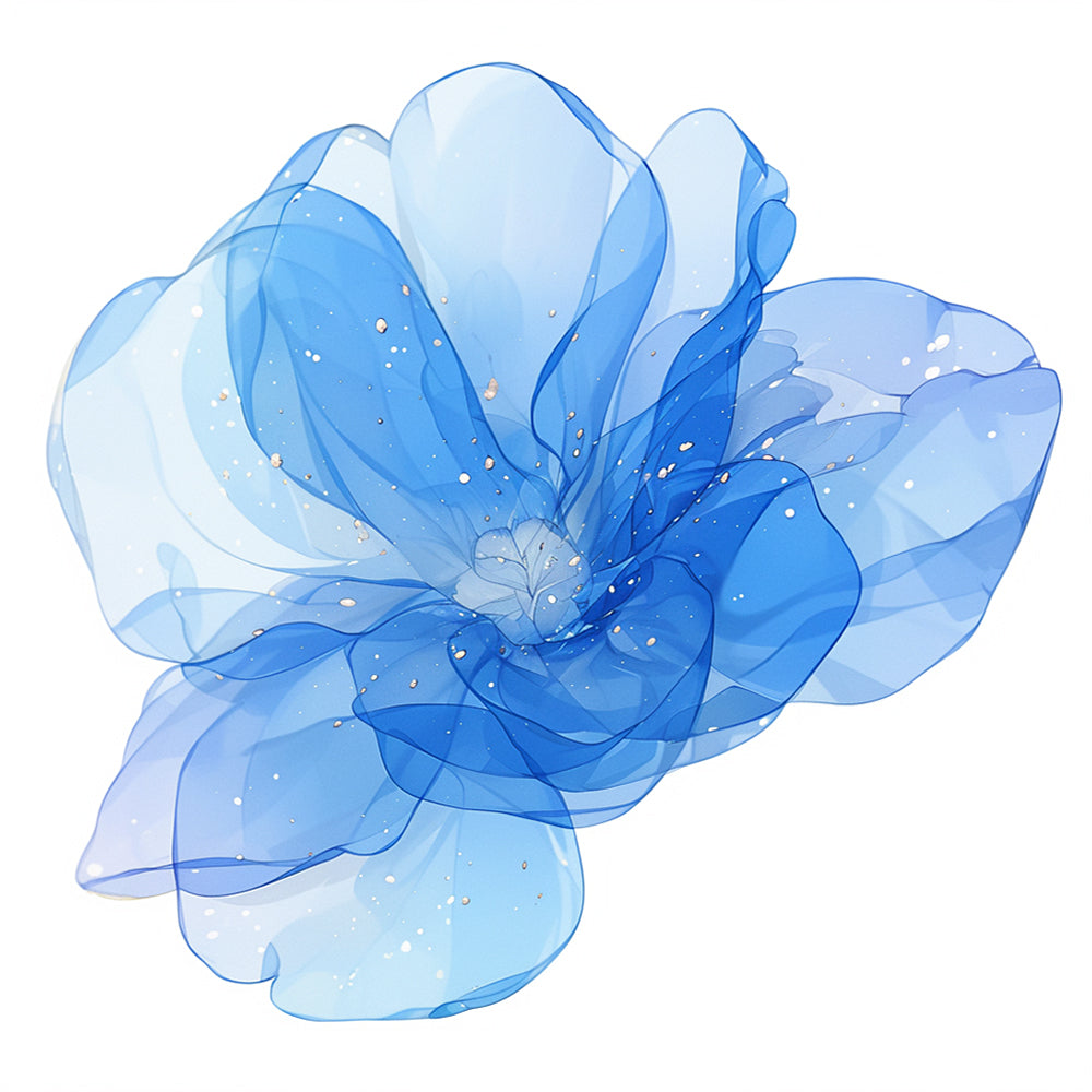 Blue Transparent Flower Paint by Numbers