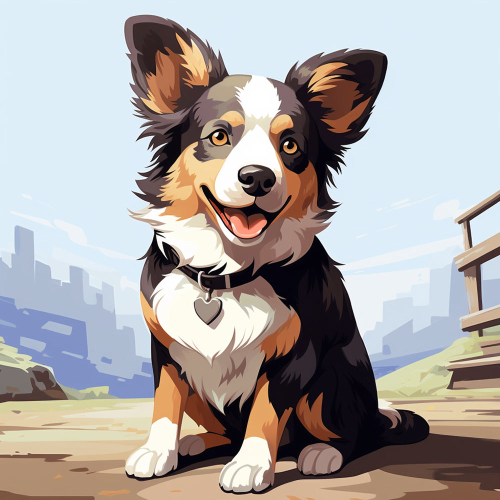 Border Collie Puppy Paint by Numbers