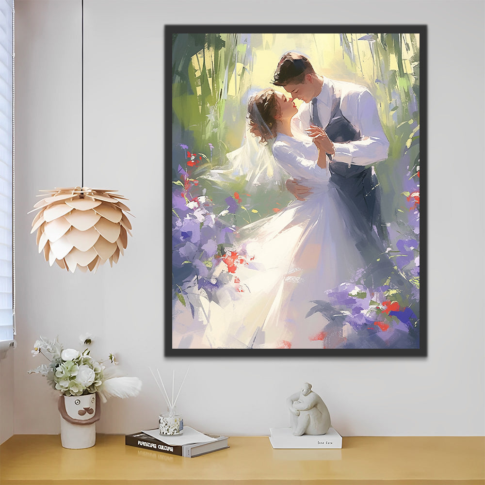 Bride and Groom among Flowers Paint by Numbers