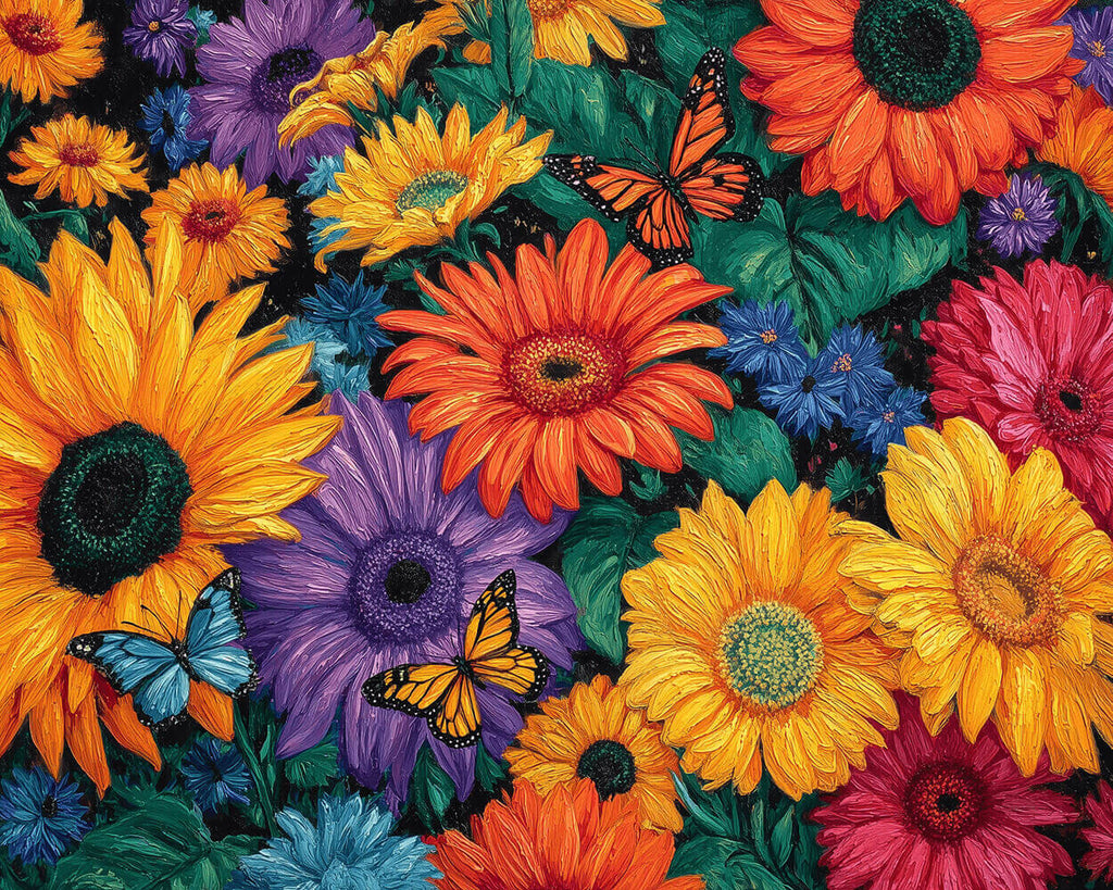 Bright and Colorful Chrysanthemums Paint by Numbers