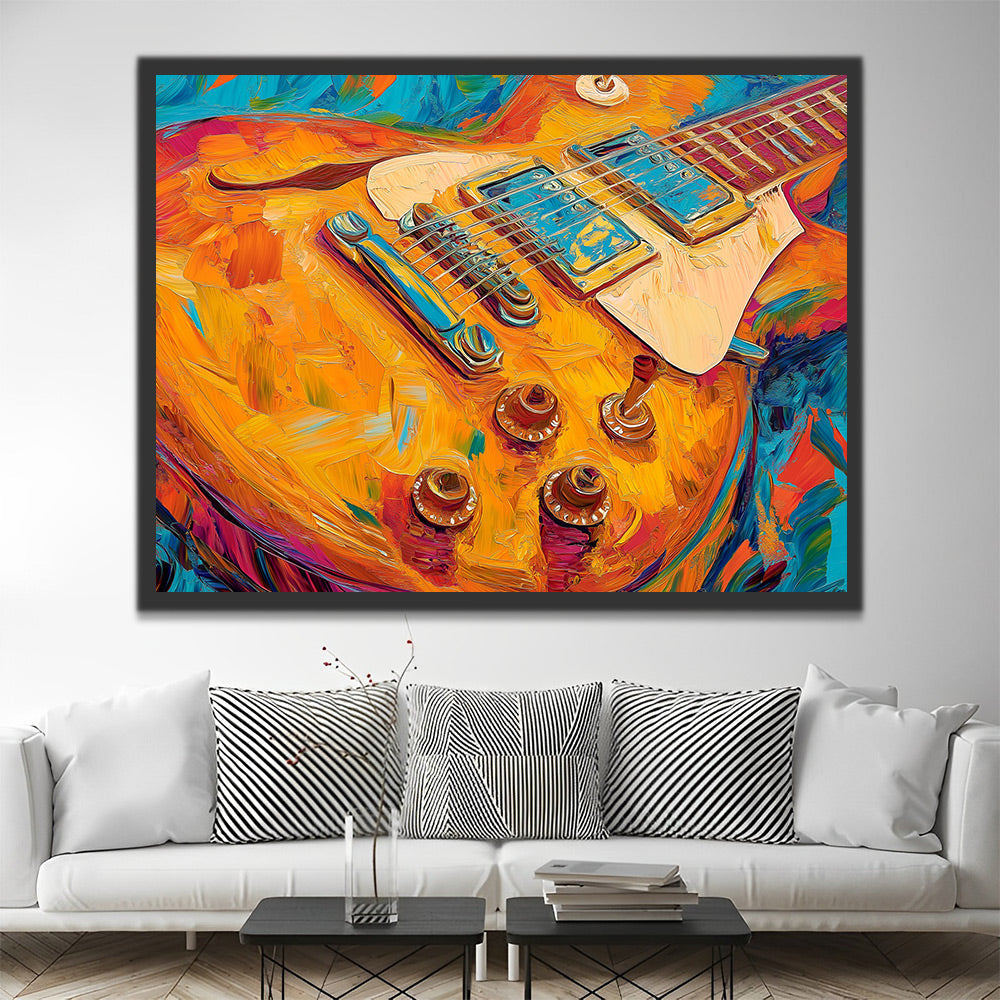 Brightly Colored Guitar Paint by Numbers