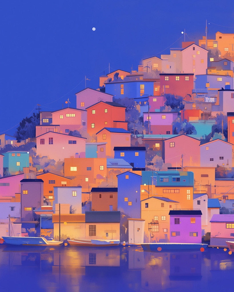 Brightly Lit Seaside Towns Paint by Numbers