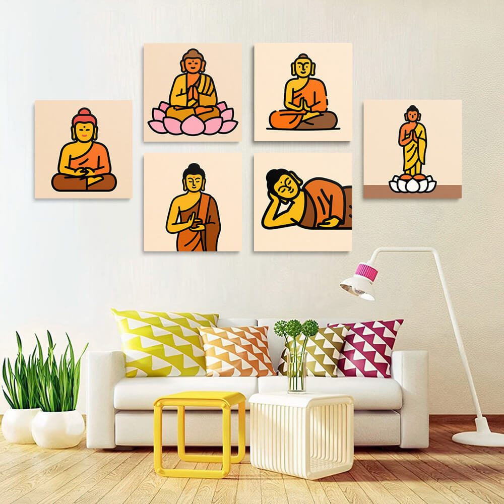 Buddhist Lotus Statue 6 Pieces Mini Paint by Numbers