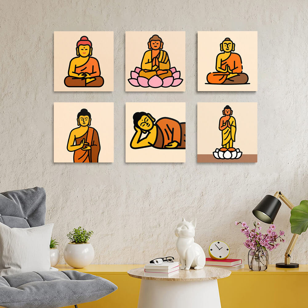 Buddhist Lotus Statue 6 Pieces Mini Paint by Numbers