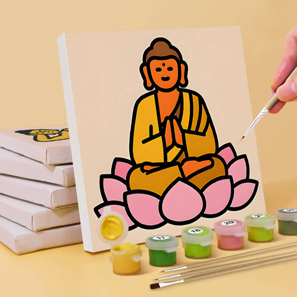 Buddhist Lotus Statue 6 Pieces Mini Paint by Numbers