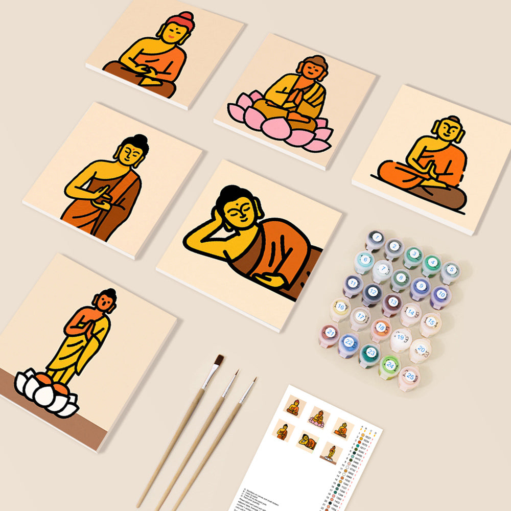 Buddhist Lotus Statue 6 Pieces Mini Paint by Numbers
