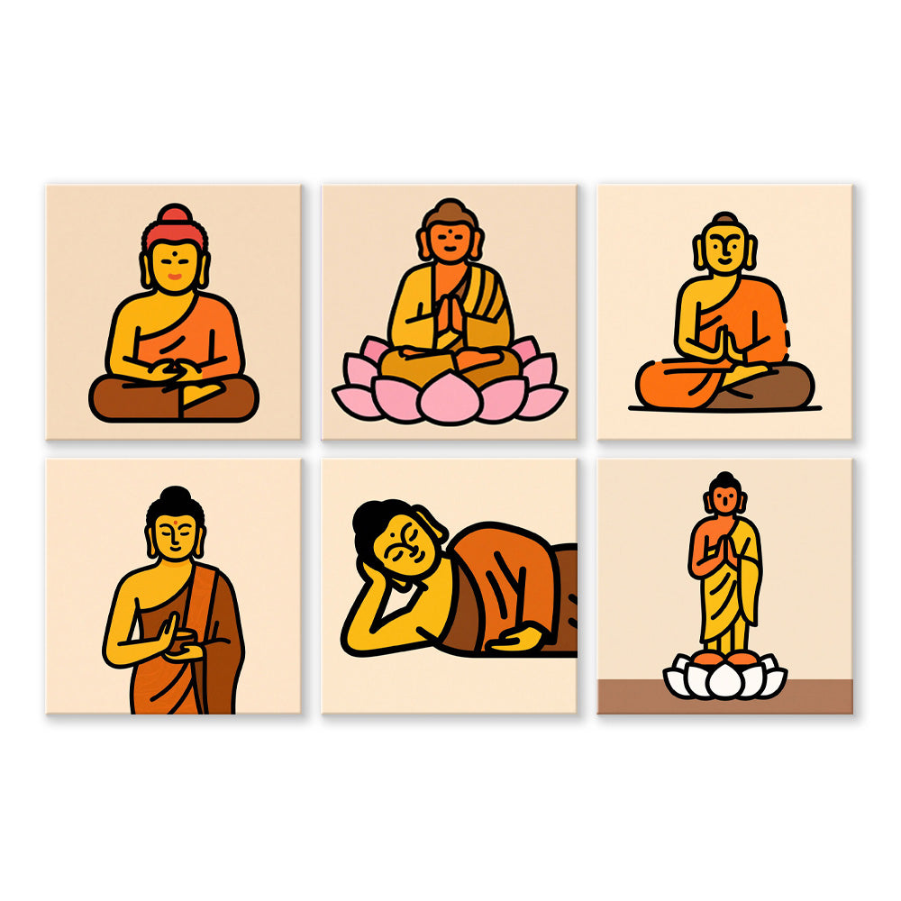 Buddhist Lotus Statue 6 Pieces Mini Paint by Numbers