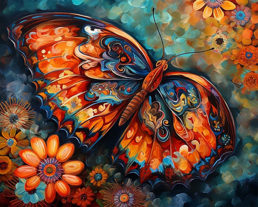 Butterfly and Flowers Paint by Numbers