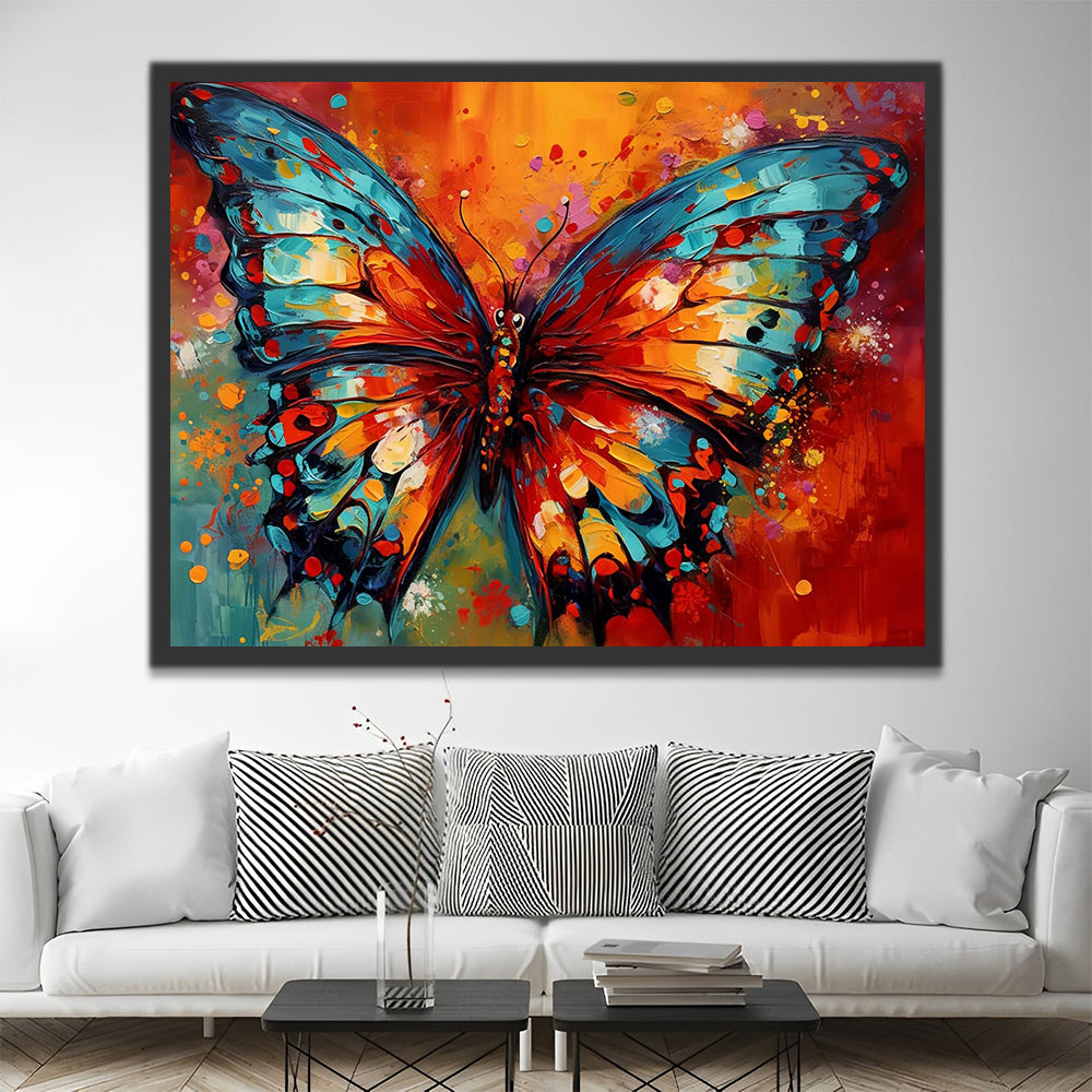 Butterfly in Oil Painting Style Paint by Numbers