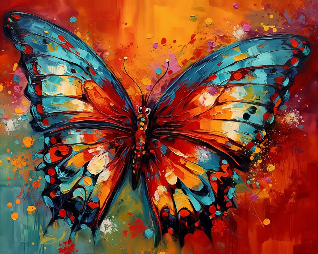 Butterfly in Oil Painting Style Paint by Numbers